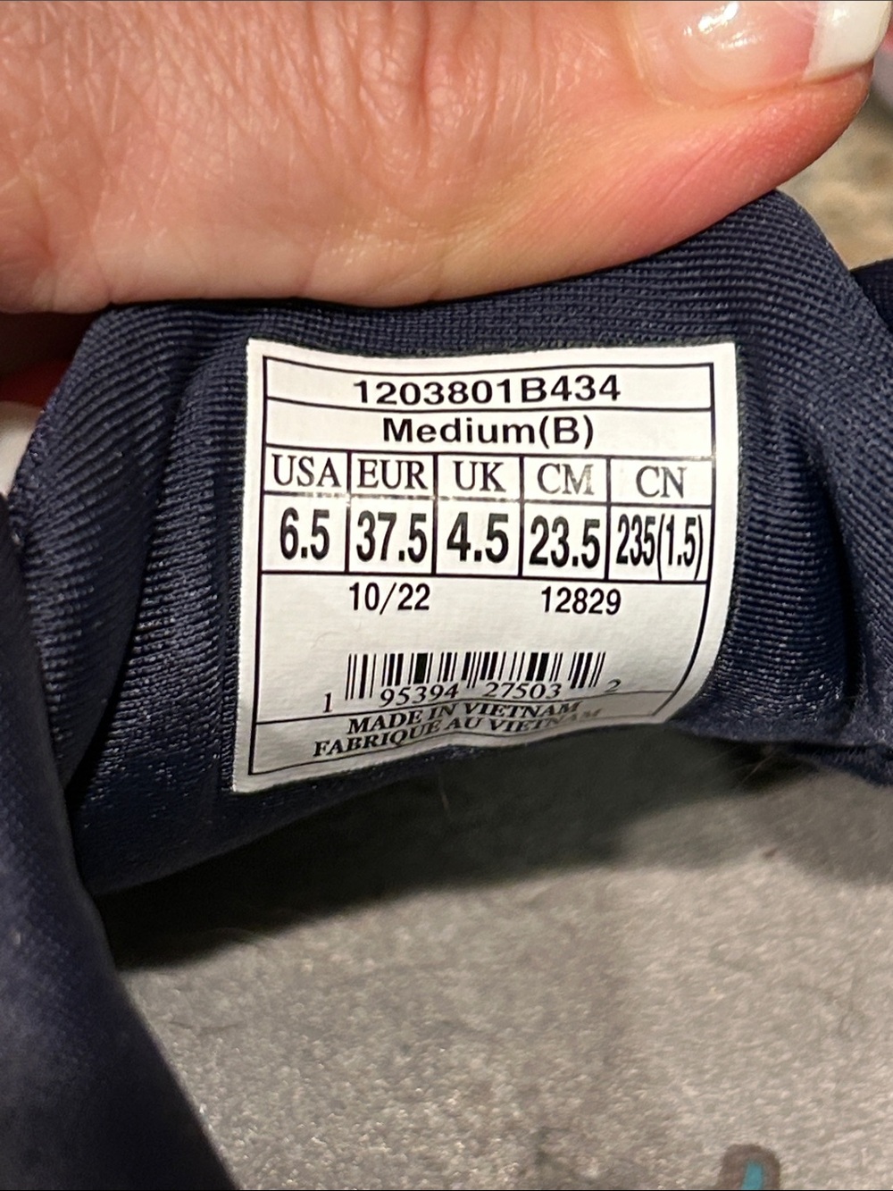 Brooks Ghost 15 Navy Athletic  Shoes Turquoise/Multicolor watercolor sole 6.5 - Picture 7 of 8